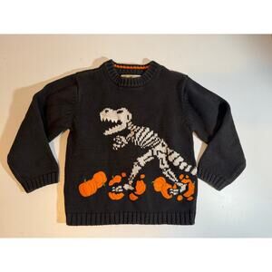Red Truck Moving Co Halloween Sweater Boys Size 5 dinosaur with pumpkins